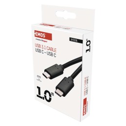 Įkrovimo kabelis tipo C, USB-C 3.1 / USB-C 3.1, 1 m, juodas