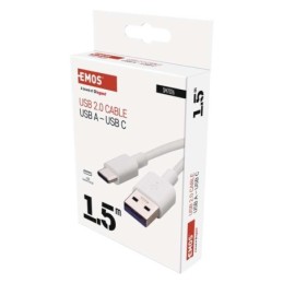 Latauskaapeli USB-A 2.0 / USB-C 2.0 valkoinen 1,5m