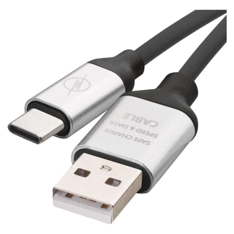 Laadimis- ja ühenduskaabel USB-A 2.0 / USB-C 2.0 must 1m