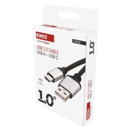 Laadimis- ja ühenduskaabel USB-A 2.0 / USB-C 2.0 must 1m