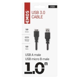 Įkrovimo ir jungiamasis kabelis USB-A 3.0 / micro B 3.0 juodas 1 m