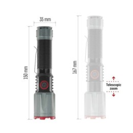 USB-ladattava LED-taskulamppu metallista 1200 lm 2200 mAh tarkennuksen kanssa