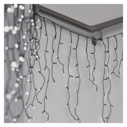 LED šviesos užuolaidos „ledai“ 10 m / skirtos naudoti lauke ir patalpose / šaltai balta šviesa / 8 režimai