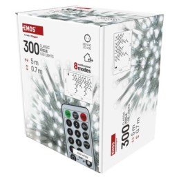 LED šviesos užuolaidos „ledai“ 5 m / nuotolinis valdymas / skirtos naudoti lauke ir patalpose / šaltai balta šviesa / 8 režimai