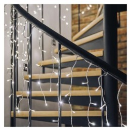 LED šviesos užuolaidos „ledai“ 5 m / nuotolinis valdymas / skirtos naudoti lauke ir patalpose / šaltai balta šviesa / 8 režimai