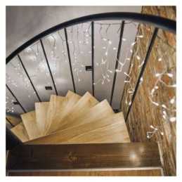 LED šviesos užuolaidos „ledai“ 5 m / nuotolinis valdymas / skirtos naudoti lauke ir patalpose / šaltai balta šviesa / 8 režimai