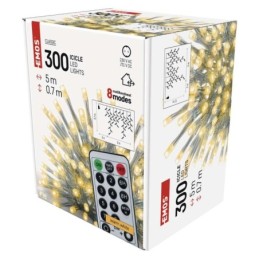 LED šviesos užuolaidos varvekliai 5m / nuotolinio valdymo pultas / lauko ir vidaus naudojimui / šiltai balta / 8 režimai