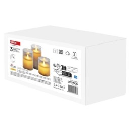 Dekoratiivne LED vahaküünal klaasis 3 tk. / 6xAA / soe valge / taimer