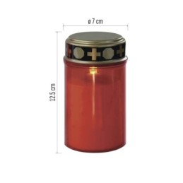 LED hauaküünal 12.5 cm / taimer / punane / 2xC / soe valge