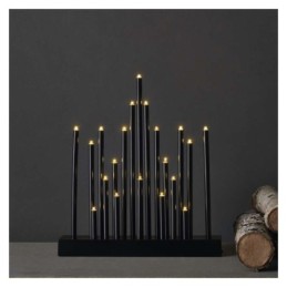 LED Advento žvakė, juoda, 27,5 cm / laikmatis / 3xAA / šilta balta / skirtas naudoti patalpose