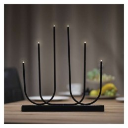 LED Advento žvakė, juoda, 40 cm / laikmatis / 2xAA / šilta balta / skirtas naudoti patalpose