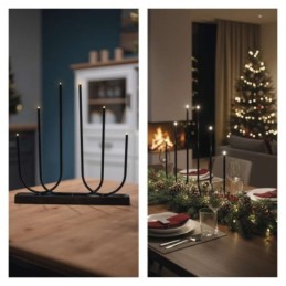 LED Advento žvakė, juoda, 40 cm / laikmatis / 2xAA / šilta balta / skirtas naudoti patalpose