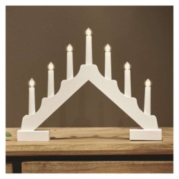 LED Advento žvakė, medinė, 29 cm / laikmatis / 2xAA / šilta balta / naudoti patalpose / balta