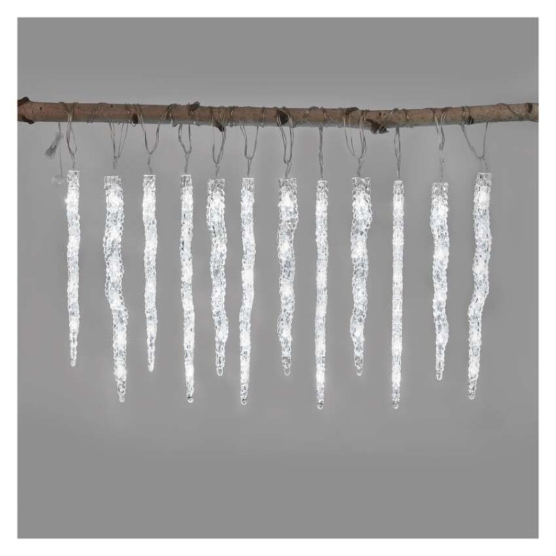 LED Kalėdų šviesos varvekliai  12 vnt. / 3,6 m / skirtos naudoti lauke ir patalpose / šaltai balta šviesa