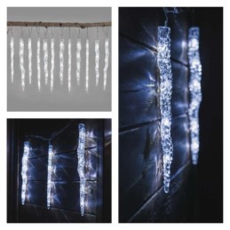 LED Kalėdų šviesos varvekliai  12 vnt. / 3,6 m / skirtos naudoti lauke ir patalpose / šaltai balta šviesa