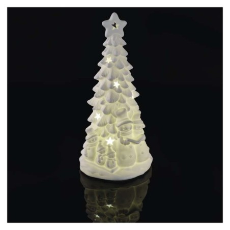 Dekoratyvinis LED keramikinis medis 33,5 cm, 2xAA, skirtas naudoti patalpose, šilta balta šviesa