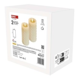 Dekoratiivne LED vahaküünal 17cm 2 tk. / 2xAAA / soe valge / taimer