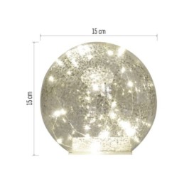 LED jõulukuul klaasist - kuldne 15 cm 3xAA / soe valge / taimeriga / siseruumidesse