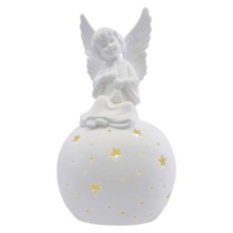 LED keramikinis angelas 29 cm / 2xAA / naudoti patalpose / šilta balta šviesa