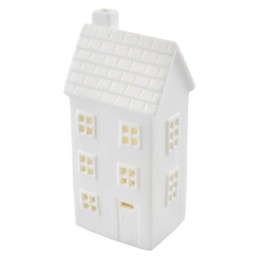 LED keraamiline maja 16 cm / 1xCR2032 / soe valge / taimeriga / siseruumidesse