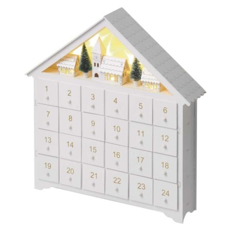 LED advendikalender puidust 35x33cm / 2xAA / soe valge / taimer / siseruumidesse