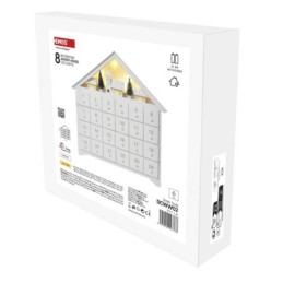 LED advendikalender puidust 35x33cm / 2xAA / soe valge / taimer / siseruumidesse