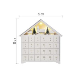 LED advendikalender puidust 35x33cm / 2xAA / soe valge / taimer / siseruumidesse