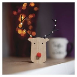 LED elnias, pagamintas iš medžio, 16 cm / 2xAAA / šilta balta šviesa / laikmatis / skirtas naudoti patalpose