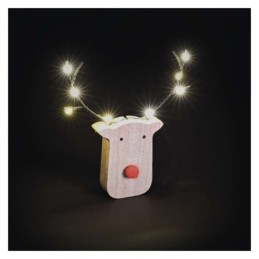 LED põhjapõder puidust 16cm / 2xAAA / soe valge / taimer / siseruumidesse