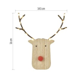 LED põhjapõder puidust 16cm / 2xAAA / soe valge / taimer / siseruumidesse