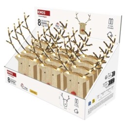 LED põhjapõder puidust 16cm / 2xAAA / soe valge / taimer / siseruumidesse