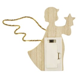 LED ingel puidust 13cm / 2xAAA / soe valge / taimer / siseruumidesse