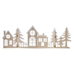 LED puidust dekoratsioon - majad 60cm / 2xAA / soe valge / taimer