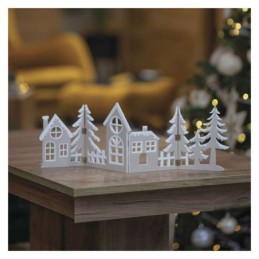 LED medinė dekoracija – nameliai 60 cm / 2xAA / šilta balta šviesa / laikmatis