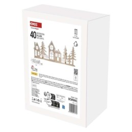 LED puidust dekoratsioon - majad 60cm / 2xAA / soe valge / taimer