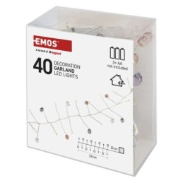 LED dekoratyvinė girlianda 1,2 m / 3xAA / šilta balta / laikmatis