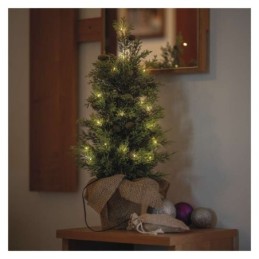 Dirbtinė Kalėdų eglutė su LED apšvietimu, 50 cm / lauko ir vidaus naudojimui / šilta balta / laikmatis