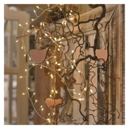 LED Kalėdų šviesos grandinė nano - ežys 2,4 m / 3xAA / šilta balta / su laikmačiu / skirtas naudoti patalpose