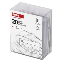 Hõbedane LED jõulunanokett 1.9m / 2xAA / siseruumidesse / külm valge / taimer