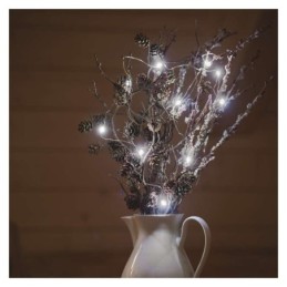 Hõbedane LED jõulunanokett 1.9m / 2xAA / siseruumidesse / külm valge / taimer