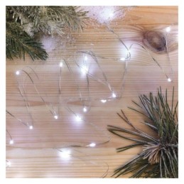 Hõbedane LED jõulunanokett 1.9m / 2xAA / siseruumidesse / külm valge / taimer
