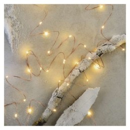 LED Kalėdų girlianda 4 m, vario spalvos / skirtas naudoti lauke ir patalpose / šilta balta spalva / laikmatis