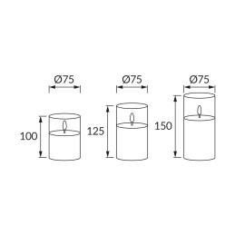 Dekoratiivne küünal Trio Led 3x 2w soe, klaas, pult, taimer