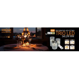 Decorative candle Trio Led 3x 2w warm, glass, counter, timer