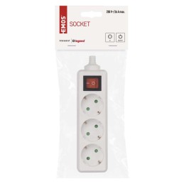 Удлинитель без кабеля 3 розетки + выключатель SCHUKO