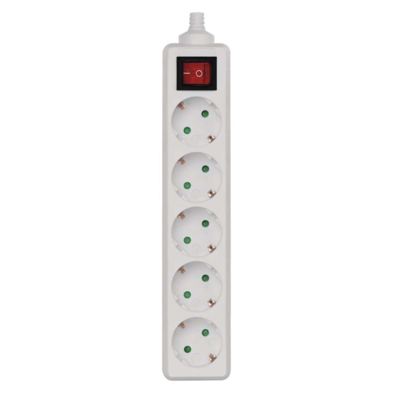 Power Strip without cable 5 sockets + Switch SCHUKO
