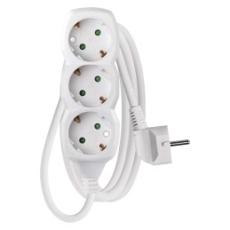 Extension Cord 1.5 m / 3 sockets / white / PVC / 1 mm2