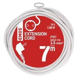 Pikendusjuhe 7 m / 1 pistikupesa / valge / PVC / 1,5 mm2