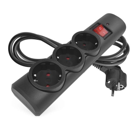 Surge protector extension cord 3 sockets / 1.5 m / black