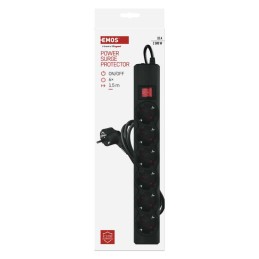 Surge protector extension cord 6 sockets / 1.5 m / black